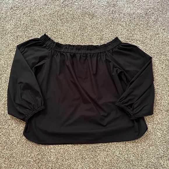 J. Crew black long sleeve off-the-shoulder cotton top size 12 - Picture 2 of 8